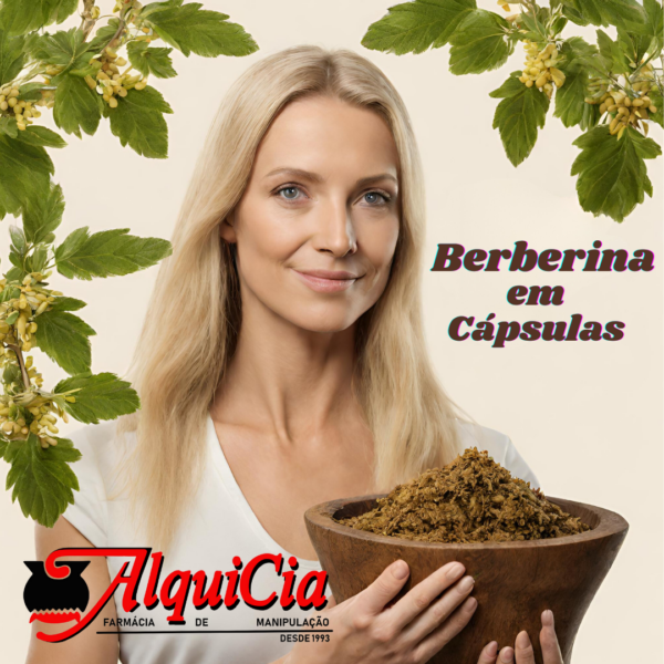 Berberina Extrato 500 mg em cápsulas extraído da casca da planta, auxiliar no emagrecimento, em cápsulas.